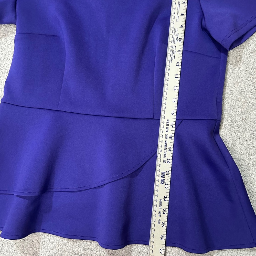ELOQUII Peplum Top Wrap Layered Hem 14 Royal Purple Short Sleeve Office Chic - Picture 2 of 7